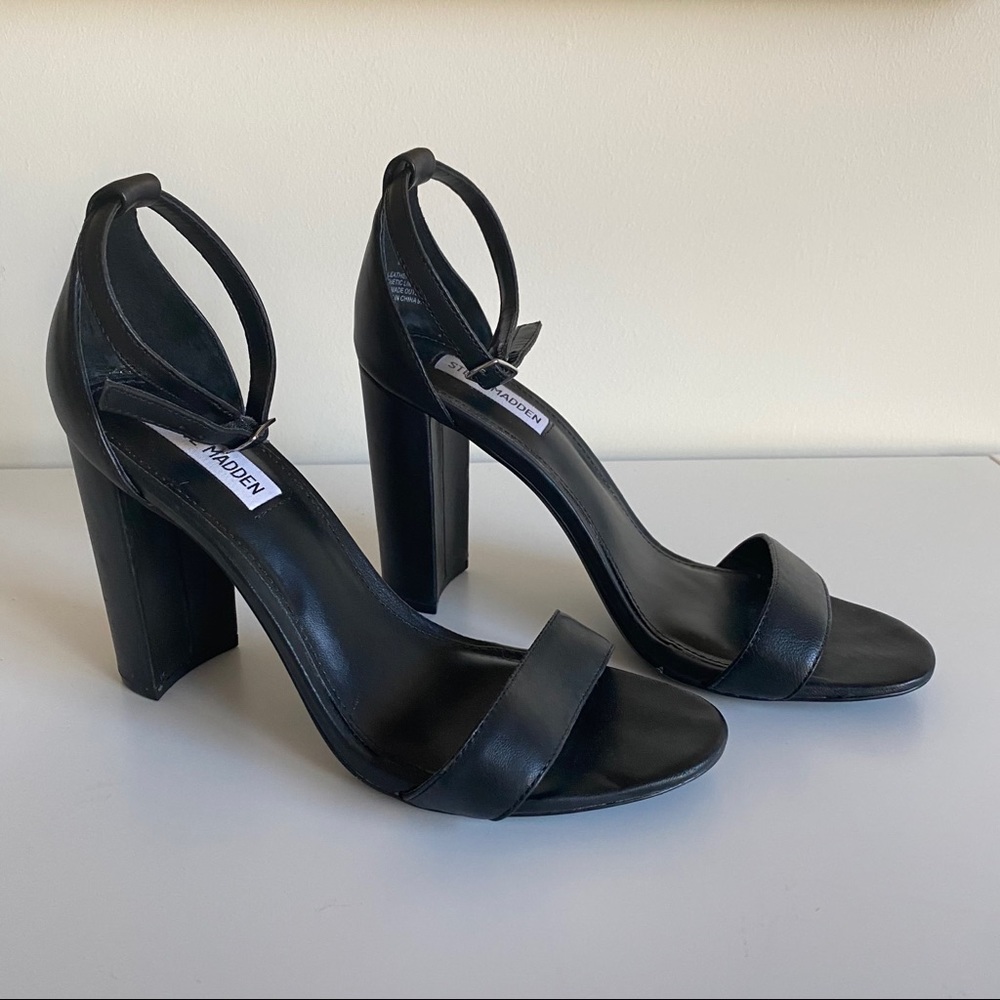 Steve Madden Black Leather High Heel Sandal